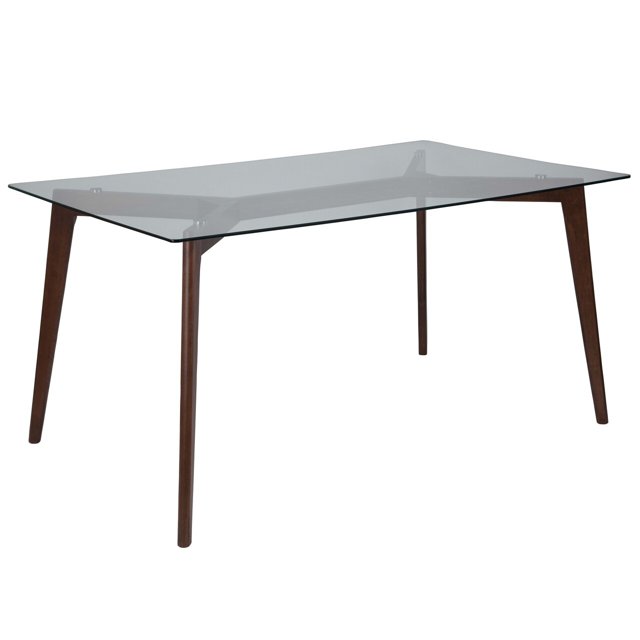 Merrick Lane 1st Avenue Dining Table Rectangular 59" Glass Top Dining Room Table With Solid Beechwood Frame